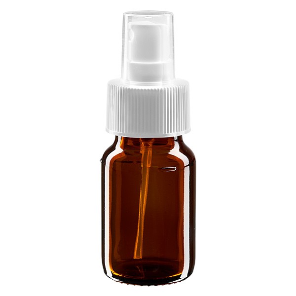 30 ml Euro-Medizinflasche braun mit weissem Zerstäuber inkl. transparenter Kappe