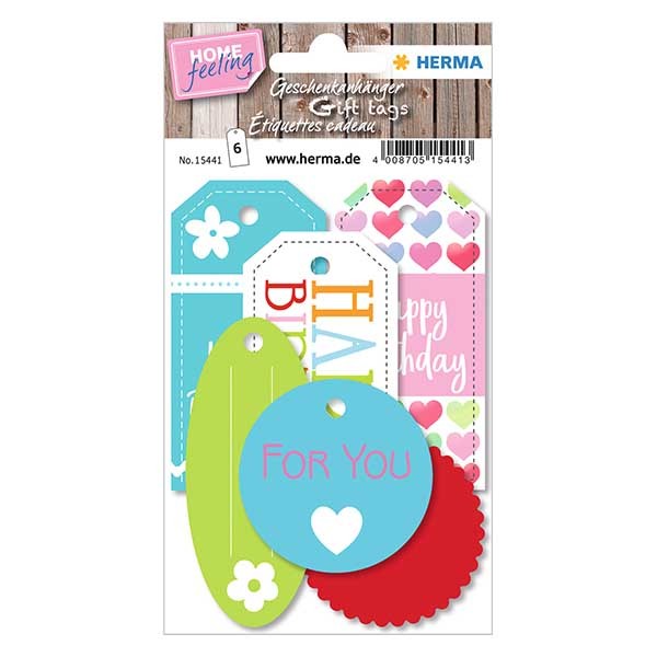 Anhänger &quot;Happy Birthday&quot; (6er Pack) Papier gel.