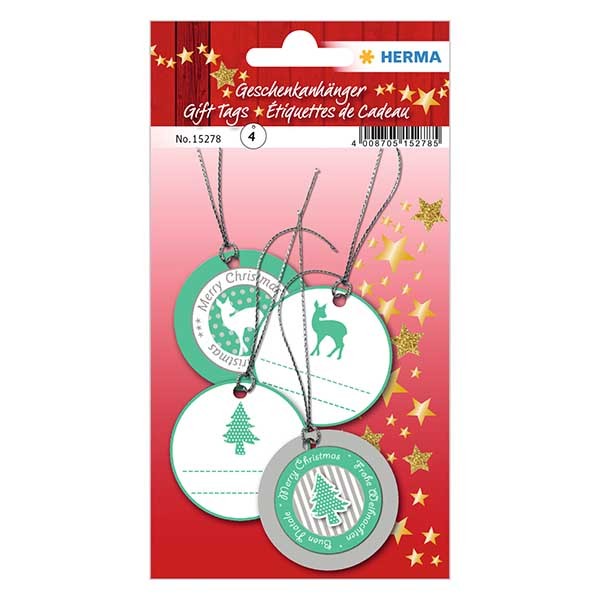 Anhäng &quot;Rehkitz grün&quot; (4er Pack) Papier+3D Glimmer