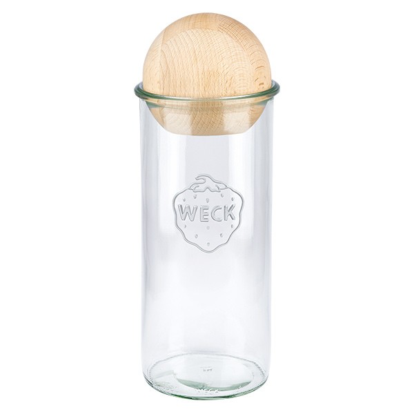 1500ml Sturzglas WECK RR100 mit Holzkugel Buche