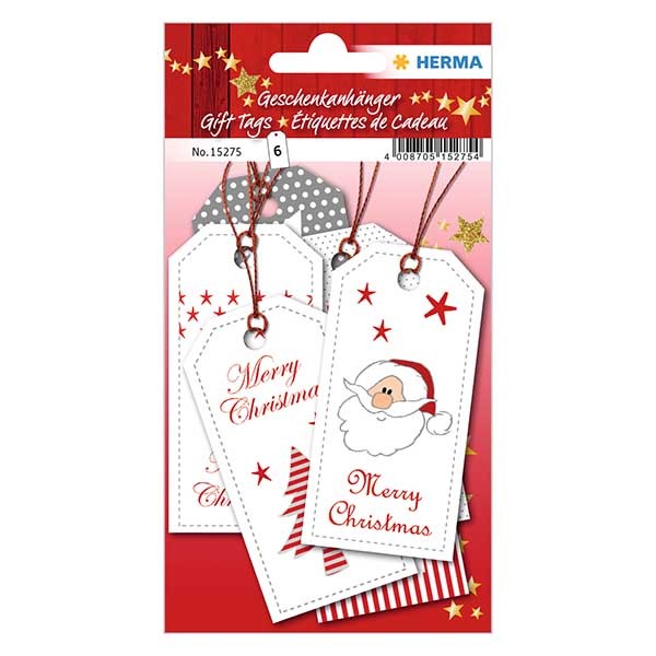 Anhänger &quot;XMAS&quot; (6er Pack) Papier mit Glimmer