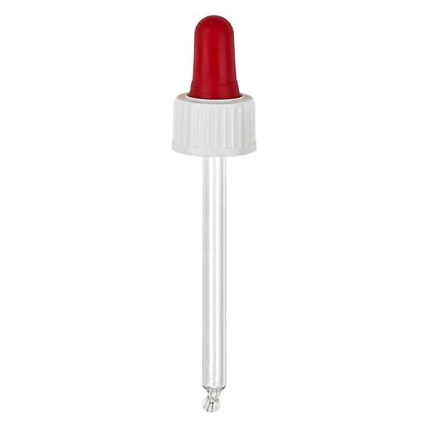 Glas-Tropfpipette weiss/rot 18mm PL78 St