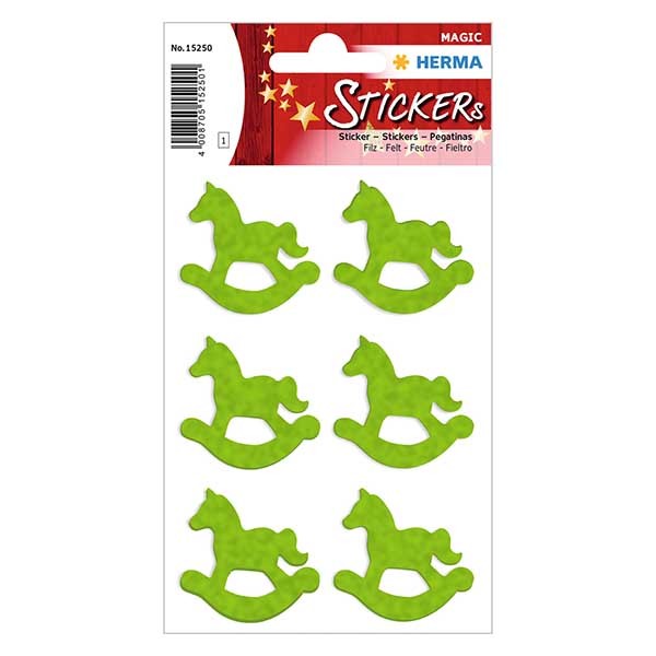 Weihnachts-Sticker &quot;Schaukelpferd&quot; (6er Pack) Filz