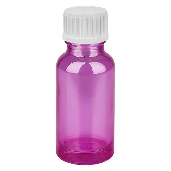 20ml (Globuli)flasche 3mm Giesring weiß mit Standardverschluss PurpleLineUT18/20