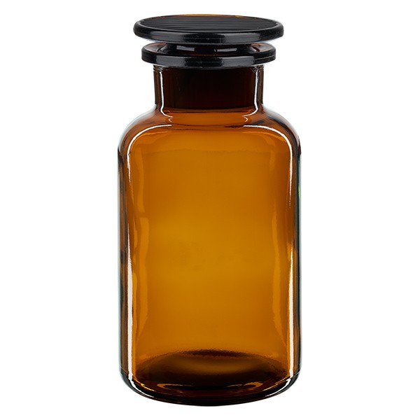 Apothekerflasche 500 ml Weithals Braunglas inkl. Glasstopfen