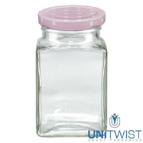 260ml Tetraglas + BasicSeal Deckel Punkte rosa