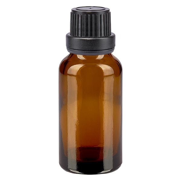 Apothekenfl. braun 20ml Schraubv. schw Dicht OV