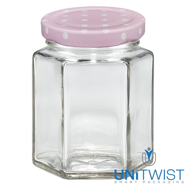 196ml Hexaglas + BasicSeal Deckel Punkte rosa UNiTWIST®