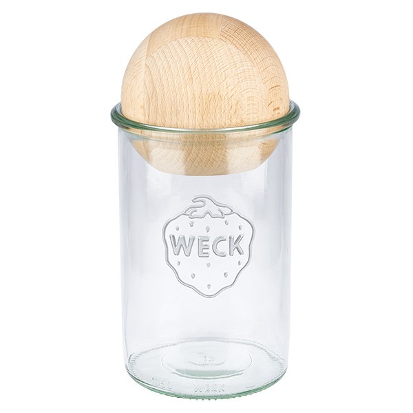 1000ml Sturzglas WECK RR100 mit Holzkugel Buche