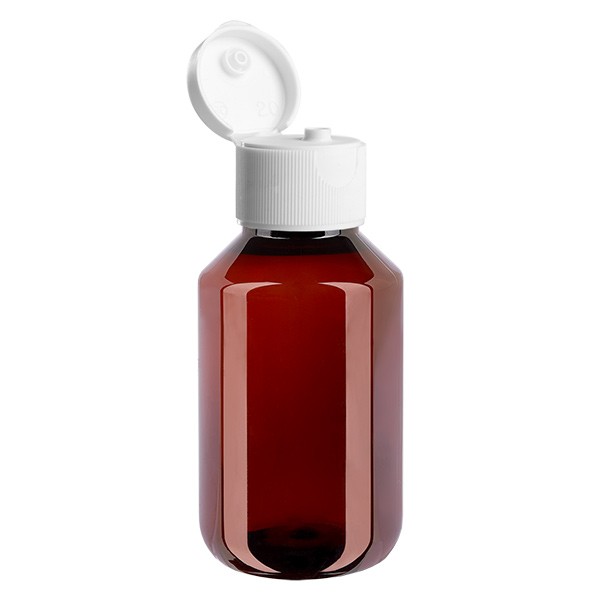 PET Flasche 100ml mit weissem Klappverschluss