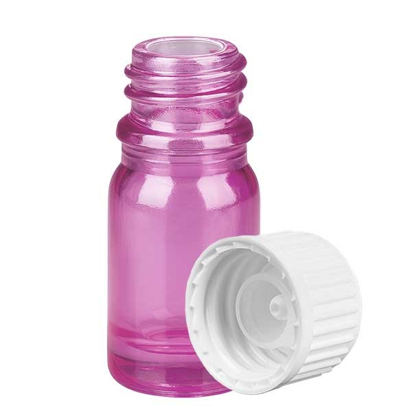 5ml (Globuli)flasche 3mm Giesring weiß mit Standardverschluss PurpleLine UT18/5