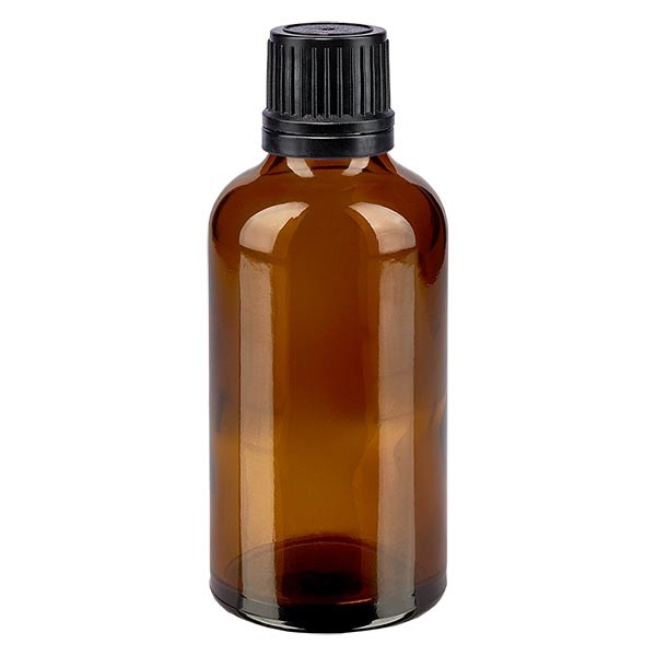 Apothekenfl. braun 50ml Tropfv. Pr. 1mm schwarz OV