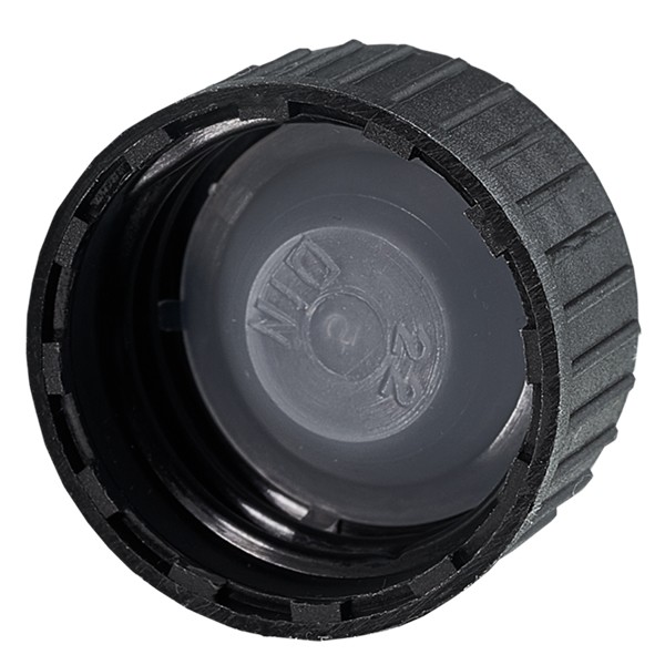 Schraubverschluss DIN 22 Schwarz aus PP mit LKD-Dichtscheibe