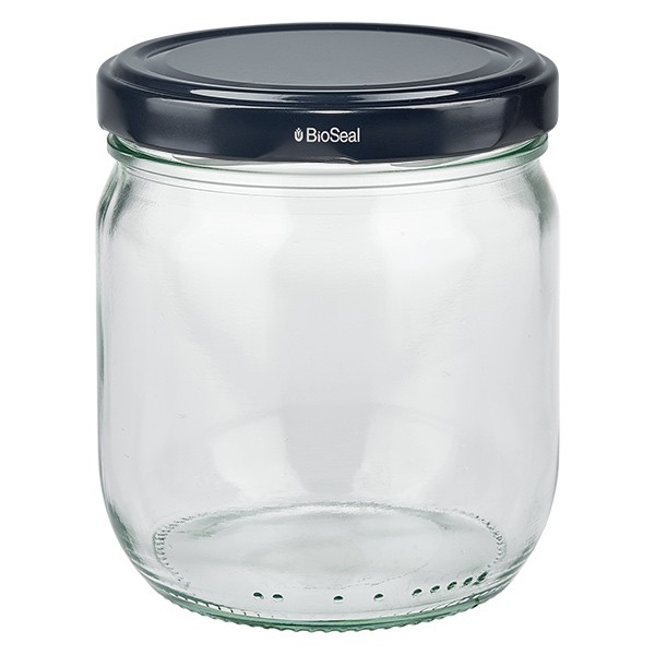 425ml Rundglas mit BioSeal Deckel schwarz UNiTWIST