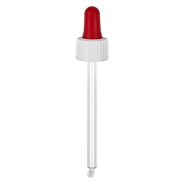Glas-Tropfpipette weiss/rot 18mm PL85 St