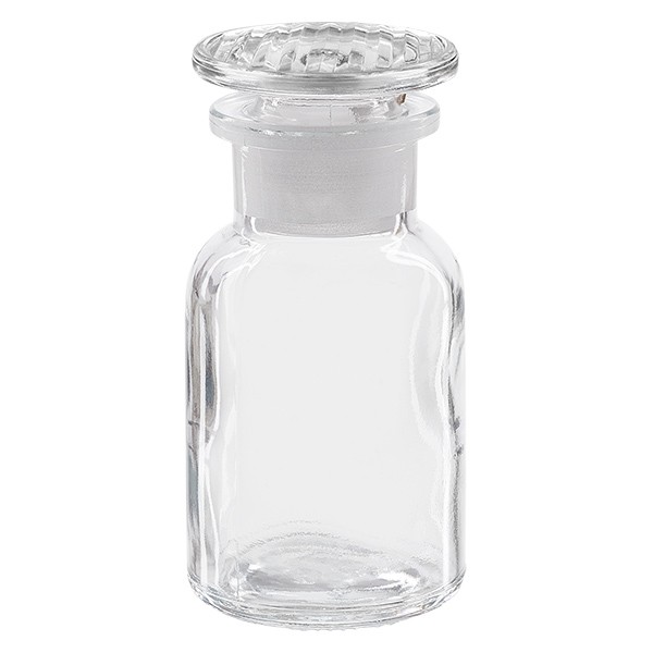 Apothekerflasche 100 ml Weithals Klarglas inkl. Glasstopfen