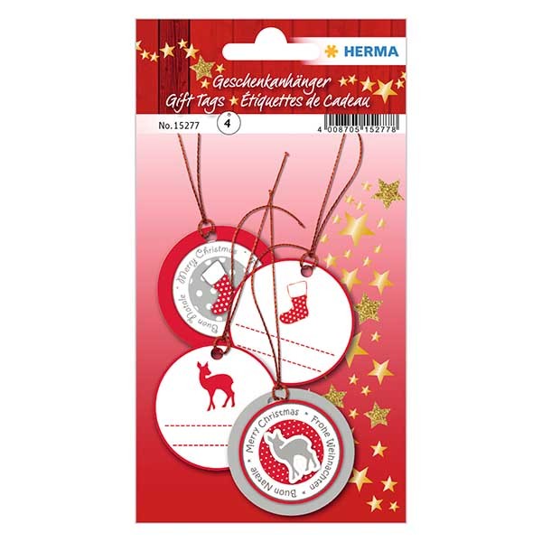 Anhäng. &quot;Rehkitz rot&quot; (4er Pack) Papier+3D Glimmer