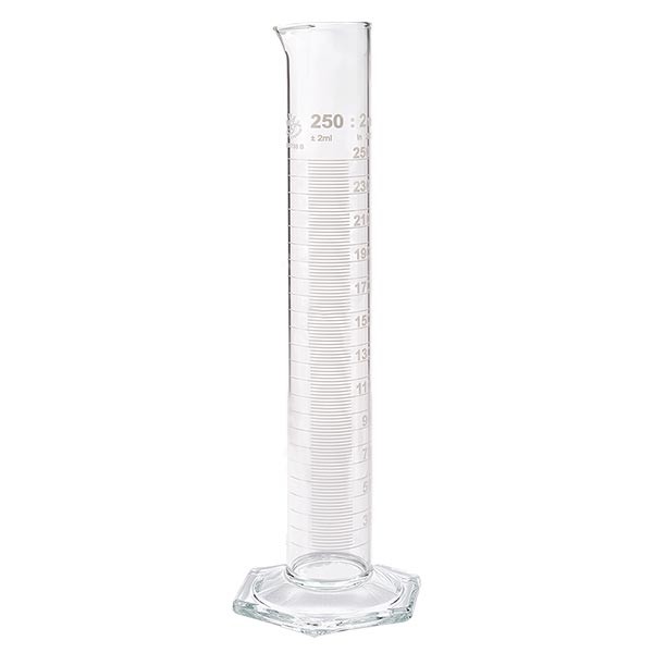 Messzylinder 250ml weiss graduiert hohe Form ISO 4788