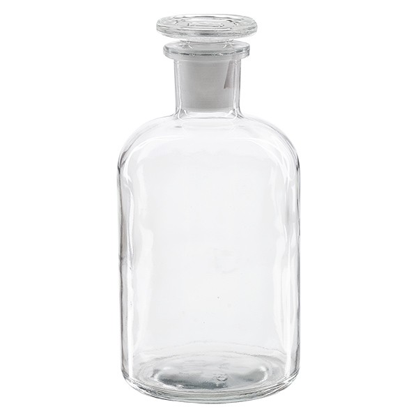 Apothekerflasche 500 ml Enghals Klarglas inkl. Glasstopfen