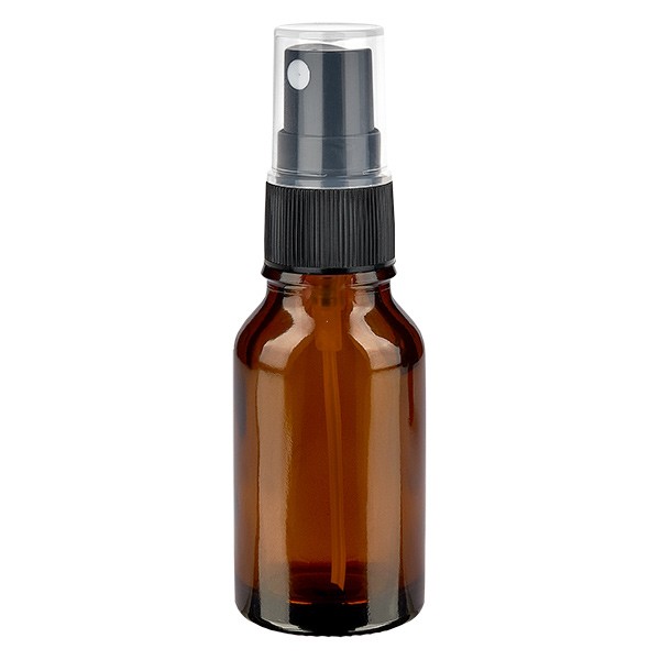 Braunglasflasche 15ml mit Pumpzerstäuber schwarz